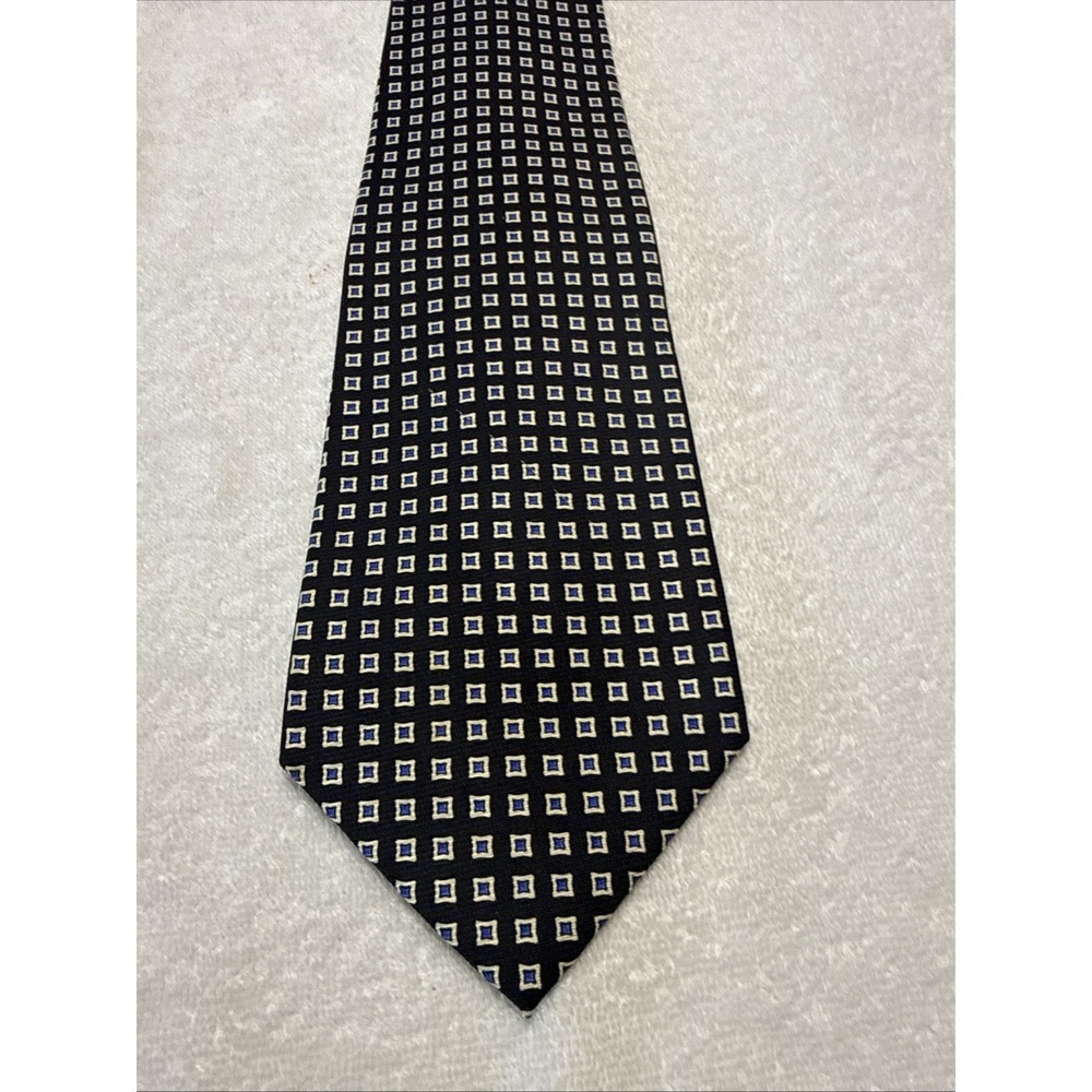 Polo Ralph Lauren 100% Silk Geometric Brown/blue Made By Hand Usa Tie